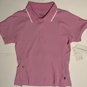 Women's Medium Athleta Everyday Polo Tee Casual Athletic Fashion UPF Wicking & Q
